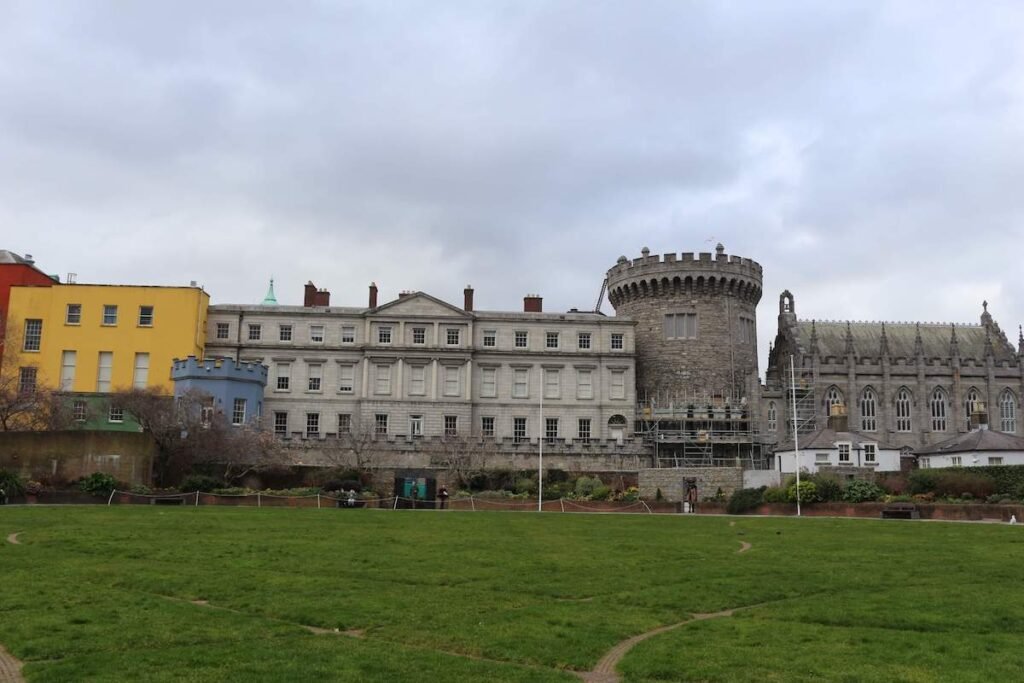 Dublin Castle and Dubh Linn Garden viewed along the Dublin 5k running route